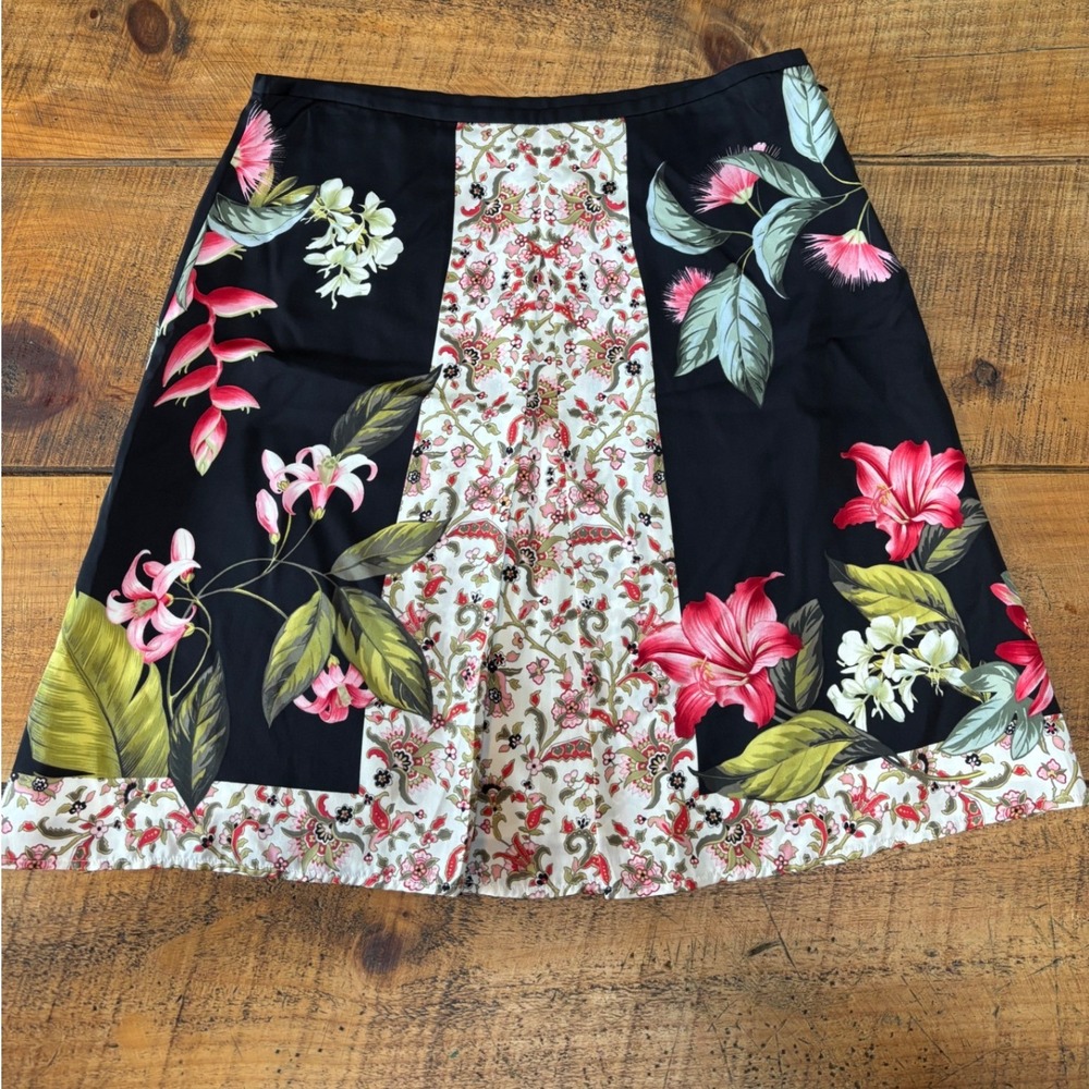 Tommy Bahama Womens 100% Silk Floral Hawaiian Tropical A-Line Skirt Size 8